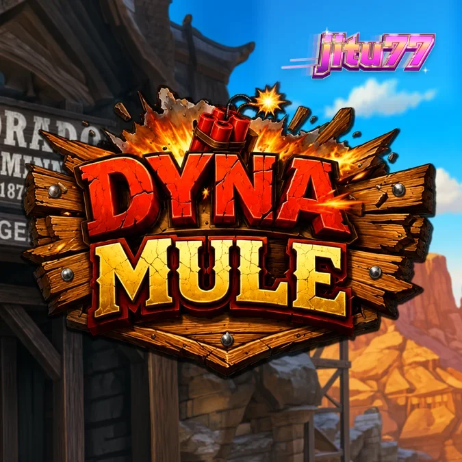 Tampilan visual slot Dyna Mule dengan latar belakang tambang yang ceria